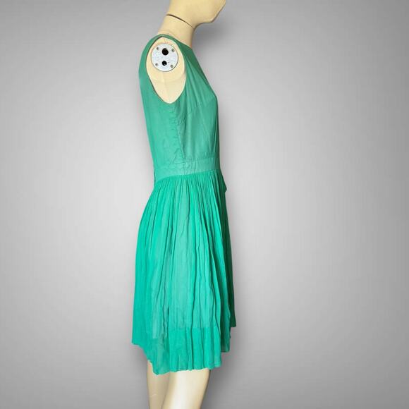 Vintage 1950s Green Chiffon Accordion Pleated Dress Cocktail BETTY INGVOLD READ - Picture 2 of 14